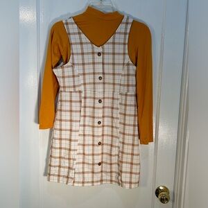 Love Cameron Girls Size 14 Yellow/Gold Plaid Jumper New With Tags